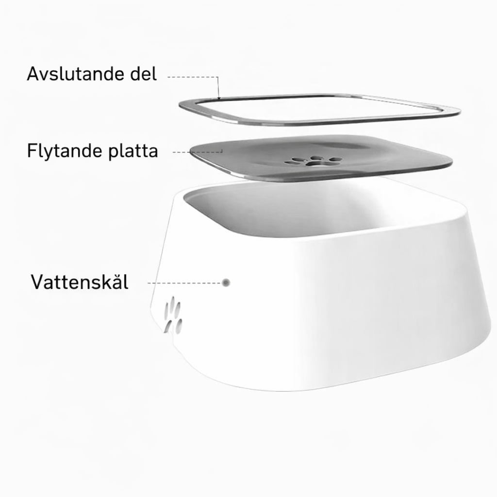 SlurpFri Pro™ — Smart vandskål med spildbeskyttelse til kæledyr
