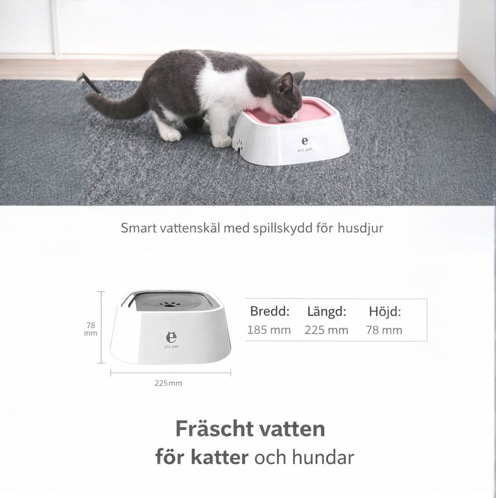 SlurpFri Pro™ — Smart vandskål med spildbeskyttelse til kæledyr
